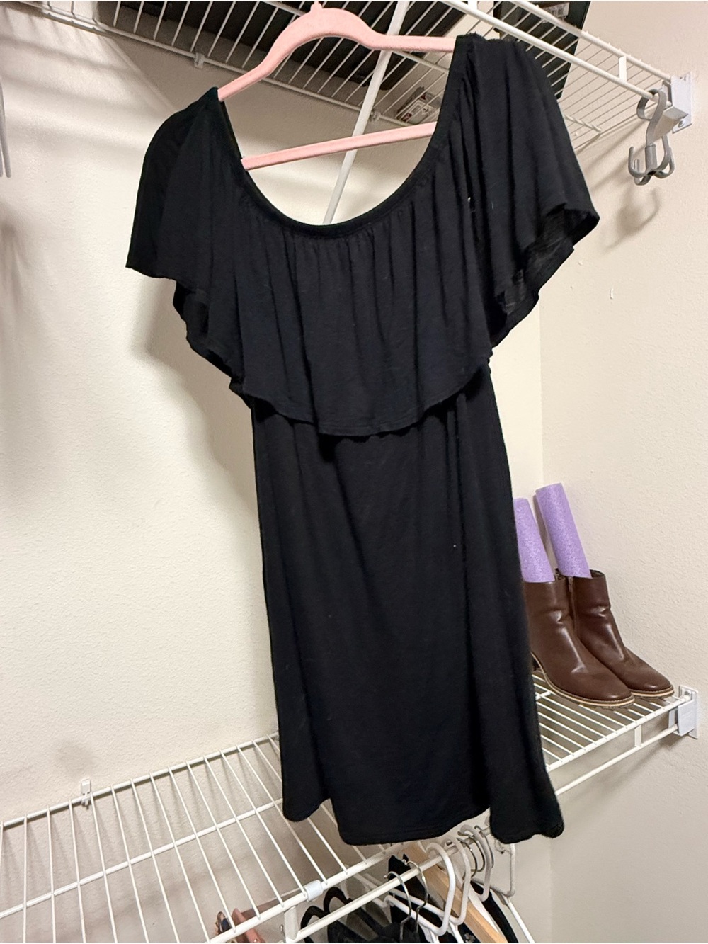 Free Kisses Black Off-Shoulder Ruffle Dress